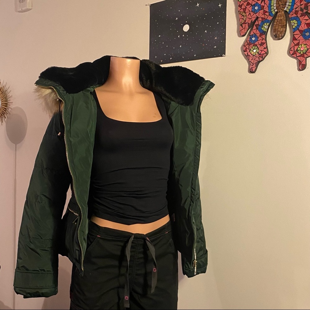 Chic Dark Green Puffer Jacket